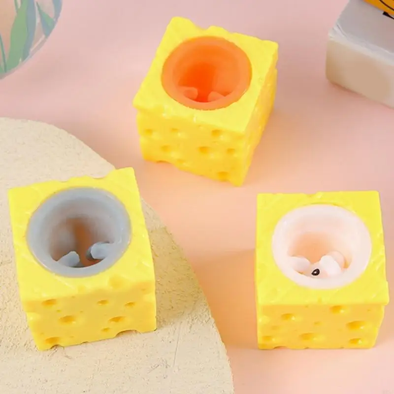 M89C Soft TPR Cheese Mouse Squeeze jouet pour le soulagement du stress Playme Sensory les âges