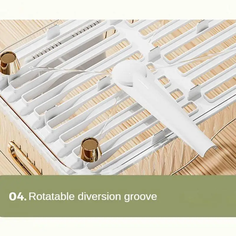 Dish Storage Rack Transparent White Diversion Water Large Capacity Storage Hollow Drain High Quality Material Drainer Rack