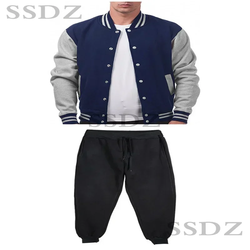 2025 خريف/شتاء جديد للرجال موضة الوقوف طوق زر البيسبول سترة مجموعة عادية مريحة للتنفس سترة رياضية مجموعة
