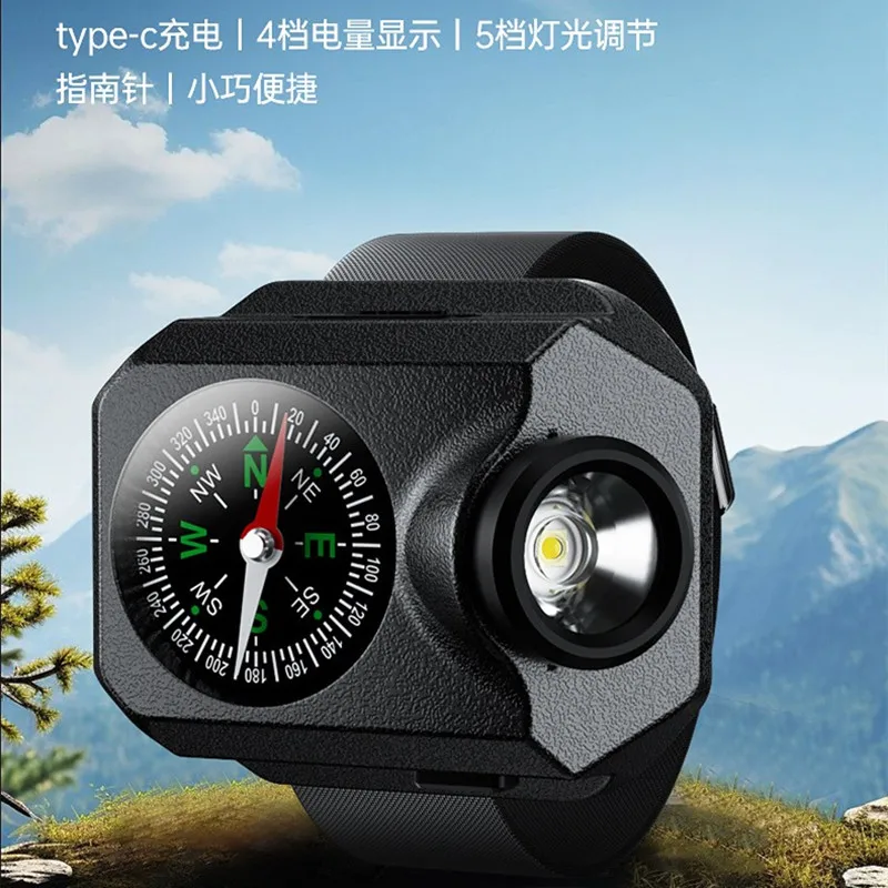 التخييم في الهواء الطلق ساعة صغيرة صغيرة ضوء LED خرزة مصباح توفير الطاقة ضوء المعصم ليلة الصيد مصباح يدوي صغير يعتم #4