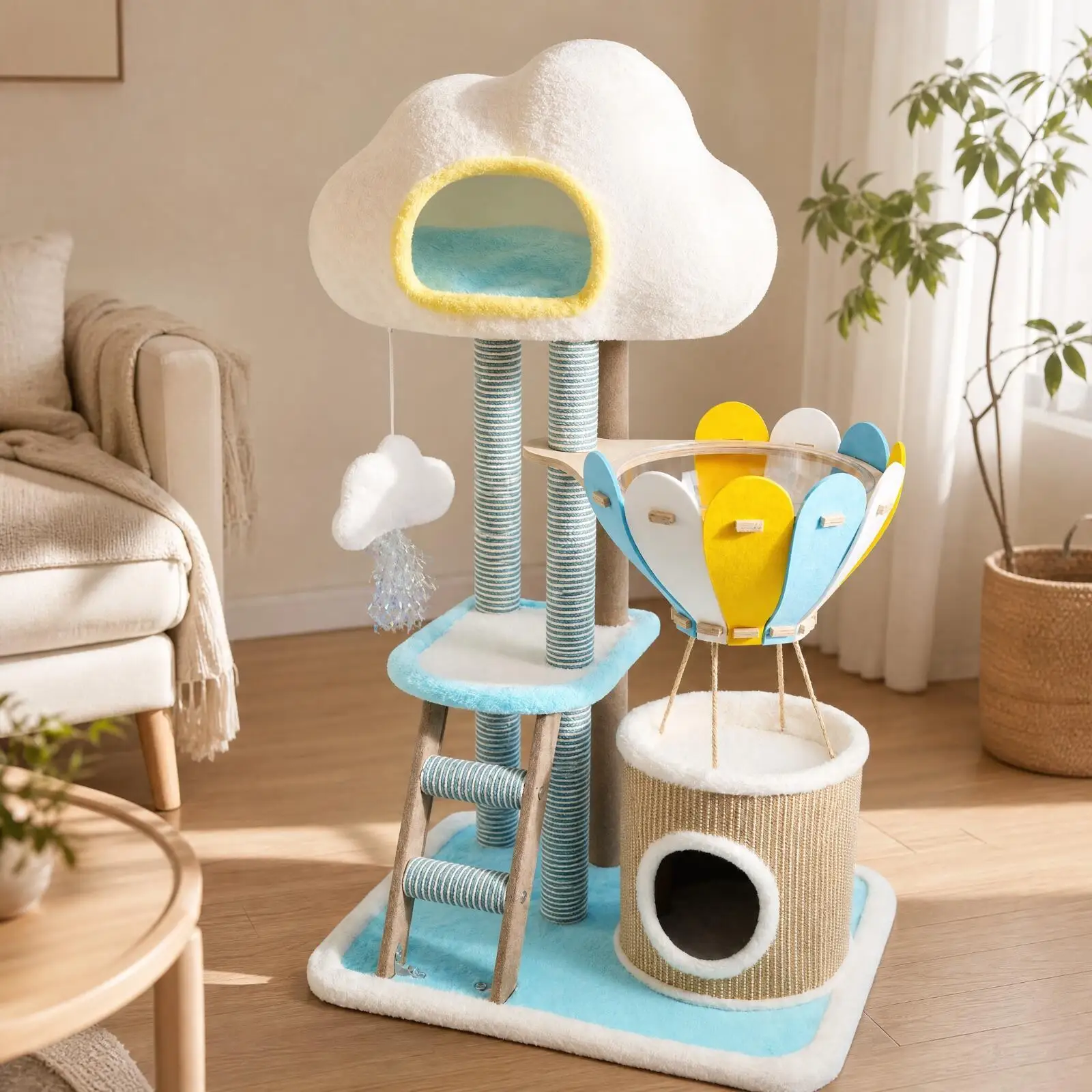 Versatile Cat Tower for Indoor Use with Comfortable Hideout and Resting Platform for Pets