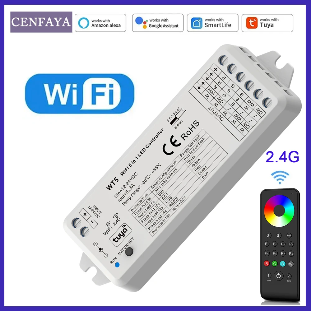 Tuya WIFI RF inteligentna dioda LED zestaw sterowniczy aplikacja głosowa Alexa Smart Control RF 4 strefa pilot RF do oświetlenia wewnętrznego LED