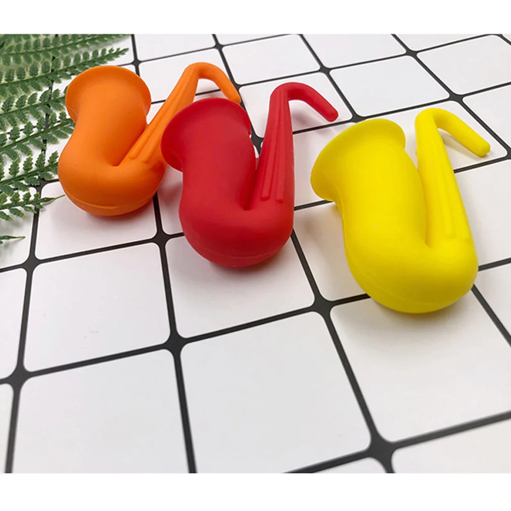 

3Pcs Creative Kitchen Gadget Saxophone Shape Silicone Overflow Stopper Red Yellow Spill Stopper
