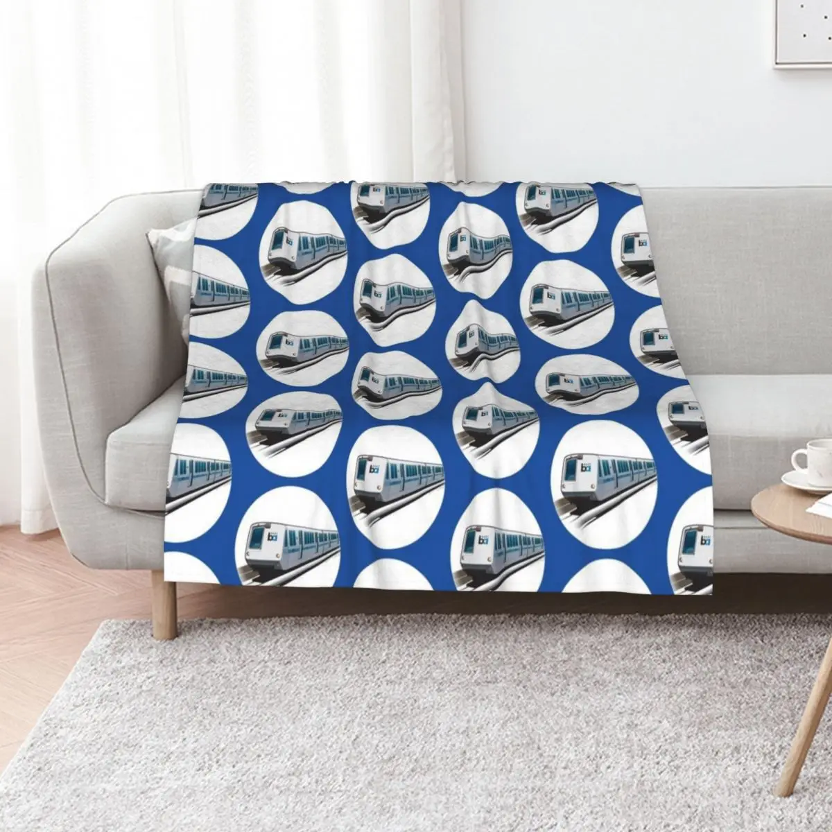 Illustration of a BART Train (Bay Are Rapid Transit) Throw Blanket Luxury Plaid on the sofa Travel Thins Blankets
