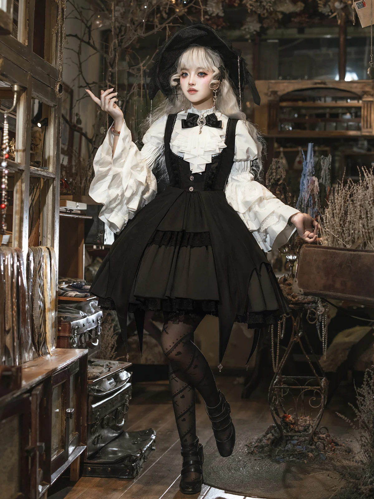 

Dark Goth Wind Lolita Dress Halloween Witch Clothes