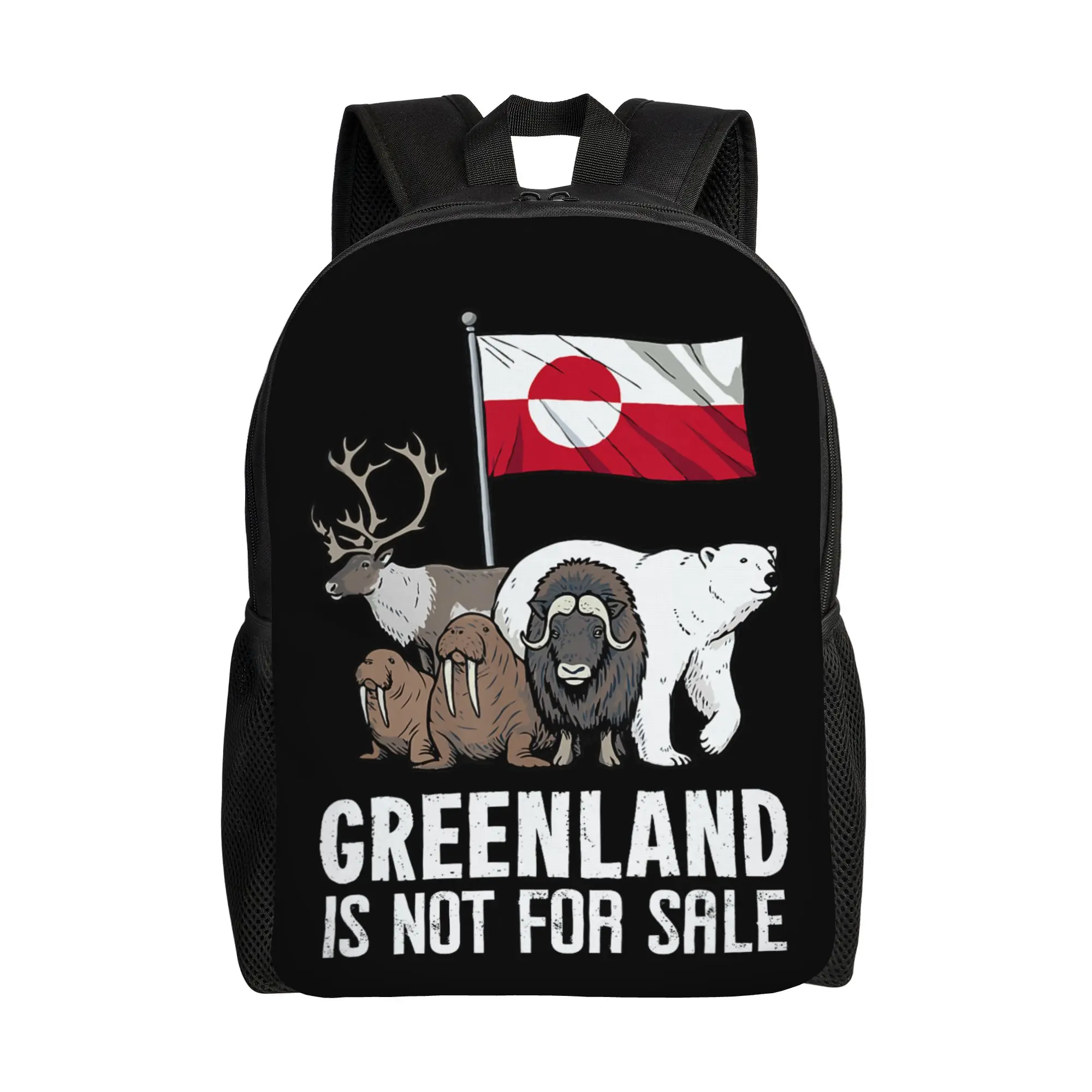 

Рюкзак с флагом Гренландии и изображением животных, для мужчин, женщин, подростков, школьников, для работы, повседневный, для ноутбука, на плечо, прочный