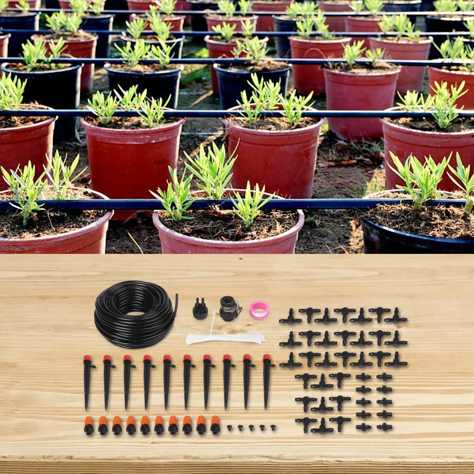 20 Port Drip Irrigation System with 25m Tubing for Garden Greenhouse Lawn and Agricultural Watering Applications
