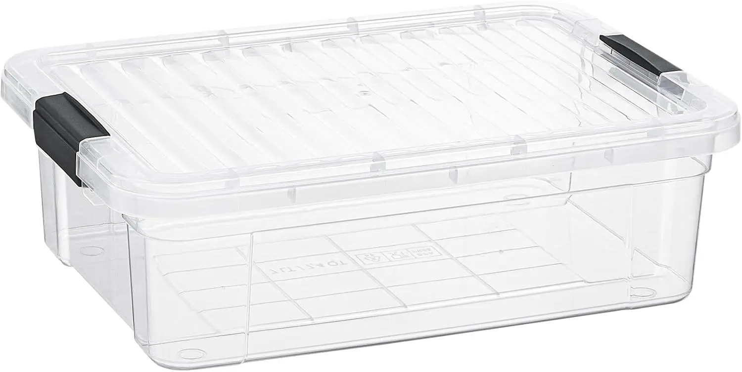 7.4 Qt Clear Plastic Storage Bin with Lid, Stackable, BPA Free, Odor Free, Organizer Box for Home, Garage, Office