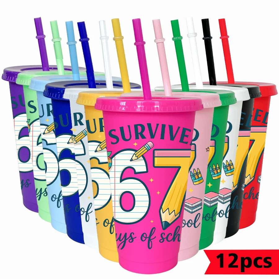 

12 шт./лот, 67 серии, цифровой карандаш, 26 унций, цветной пластиковый стакан, посуда для напитков на день рождения, чашка для воды для выпускного вечера