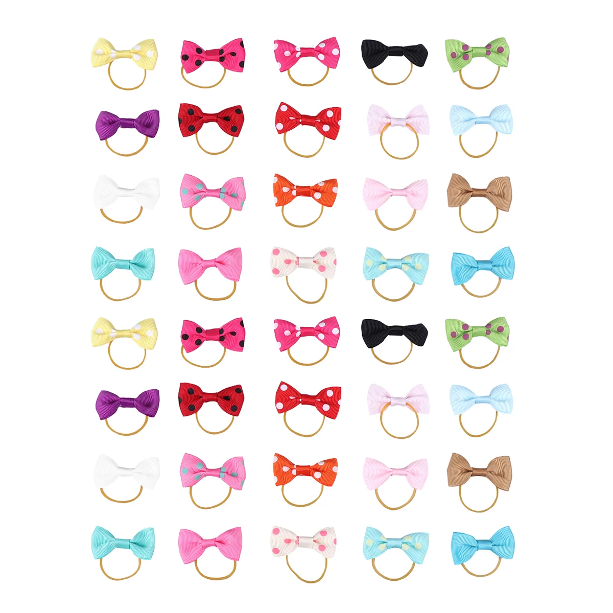 

40Pcs Bowknot Dog Hair Rope Pet Hair Band Puppy Hair Tie Elastic Hair For Hair Pet Accessories Headwear (Random Color)