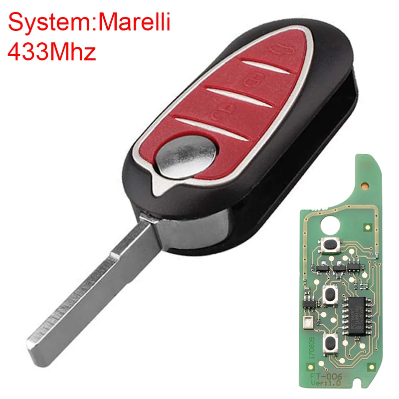 

433Mhz 3Buttons Remote Car Key Marelli-System with PCF7946 Chip Fit for Alfa Romeo and Giulietta-Alfa-Romeo Mito 147 / 156 /166