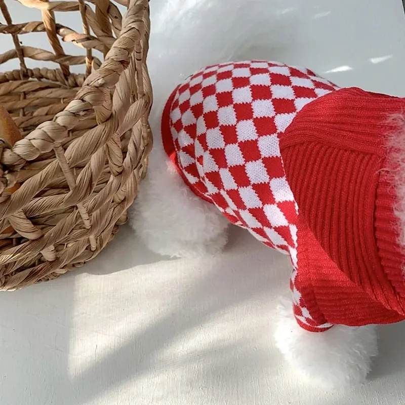 Fashion Green Plaid Dog Coat Winter Teddy Clothes Puppy Sweet Dog Sweater Casual Dog Clothing Pullover Cute Two Legged Clothes