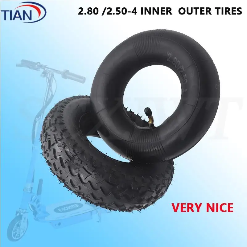 2.80/2.50-4 Outer Tyre Inner Tube 9 Inch High Stability for Off-Road Tire for Fits Gas/Electric Scooter High-Density Gas