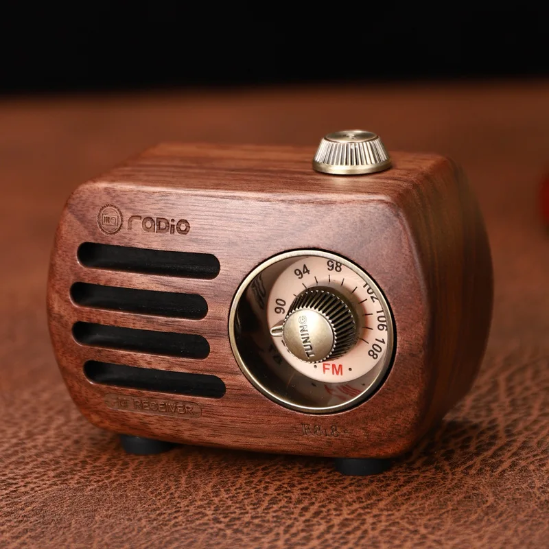 Portable Radio Retro Bluetooth Speaker Walnut Wooden FM Radio Old Fashioned Classic Style TF Card MP3 Player wireless Radios