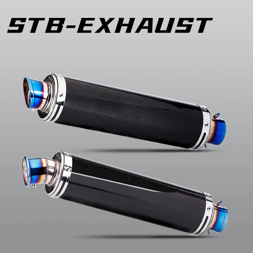 

51mm Universal motorcycle exhaust muffler STB for MT07 MT09 Z900 R3 Z400 R11 straight tail section exhaust pipe