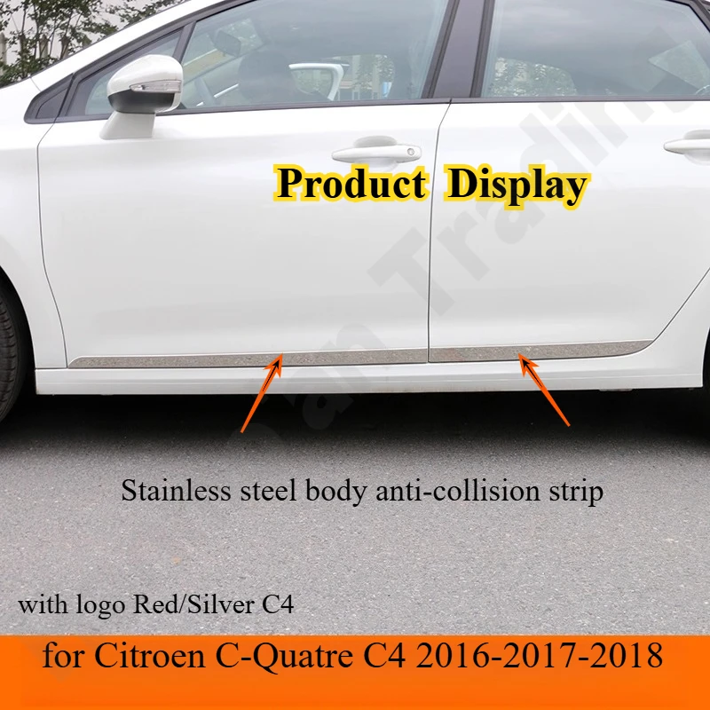 

Для Citroen C-Quatre C4 2016-2017-2018 полоса против царапин на кузов автомобиля/полоска для края двери, полоска для предотвращения столкновений, яркая полоса