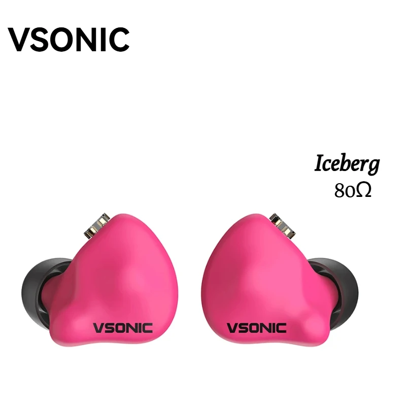 Наушники-мониторы VSONIC Iceberg Color 80Ω IEMs с 11-мм динамическим драйвером CCAW и кристаллически усиленной пленкой, проводные внутриканальные наушники HFI