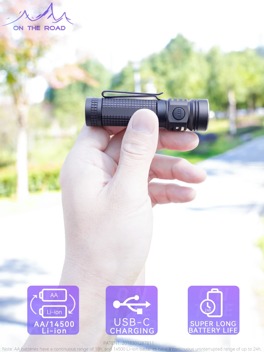 ON THE ROAD M5 PRO Mini Flashlight AA Battery AAA electric Torch USB-C Direct charging Flashlight Type-C 14500