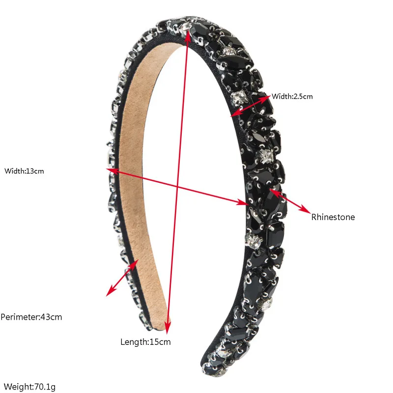 New retro heavy industry inlaid with diamond thin edge headband women's baroque high-end luxury banquet ball hair accessories