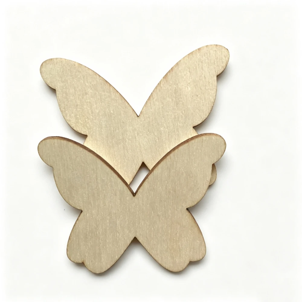 120PCS 50MM Wooden Butterfly Pattern Scrapbooking Art Collection Craft for Handmade Accessory Sewing Home Wood DIY Crafts