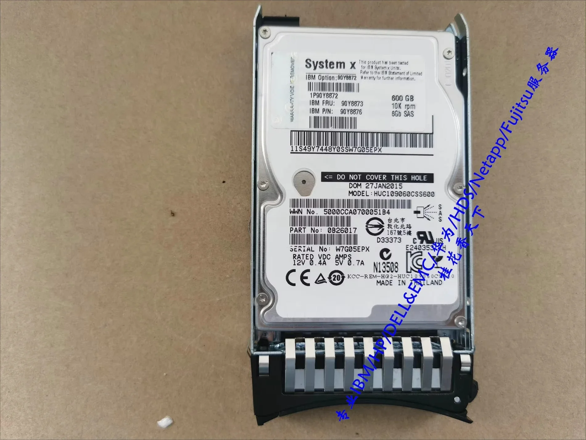 

Используется для жесткого диска IBM 90Y8873 600G 10K SAS 6G 2.5 90Y8872 90Y8876