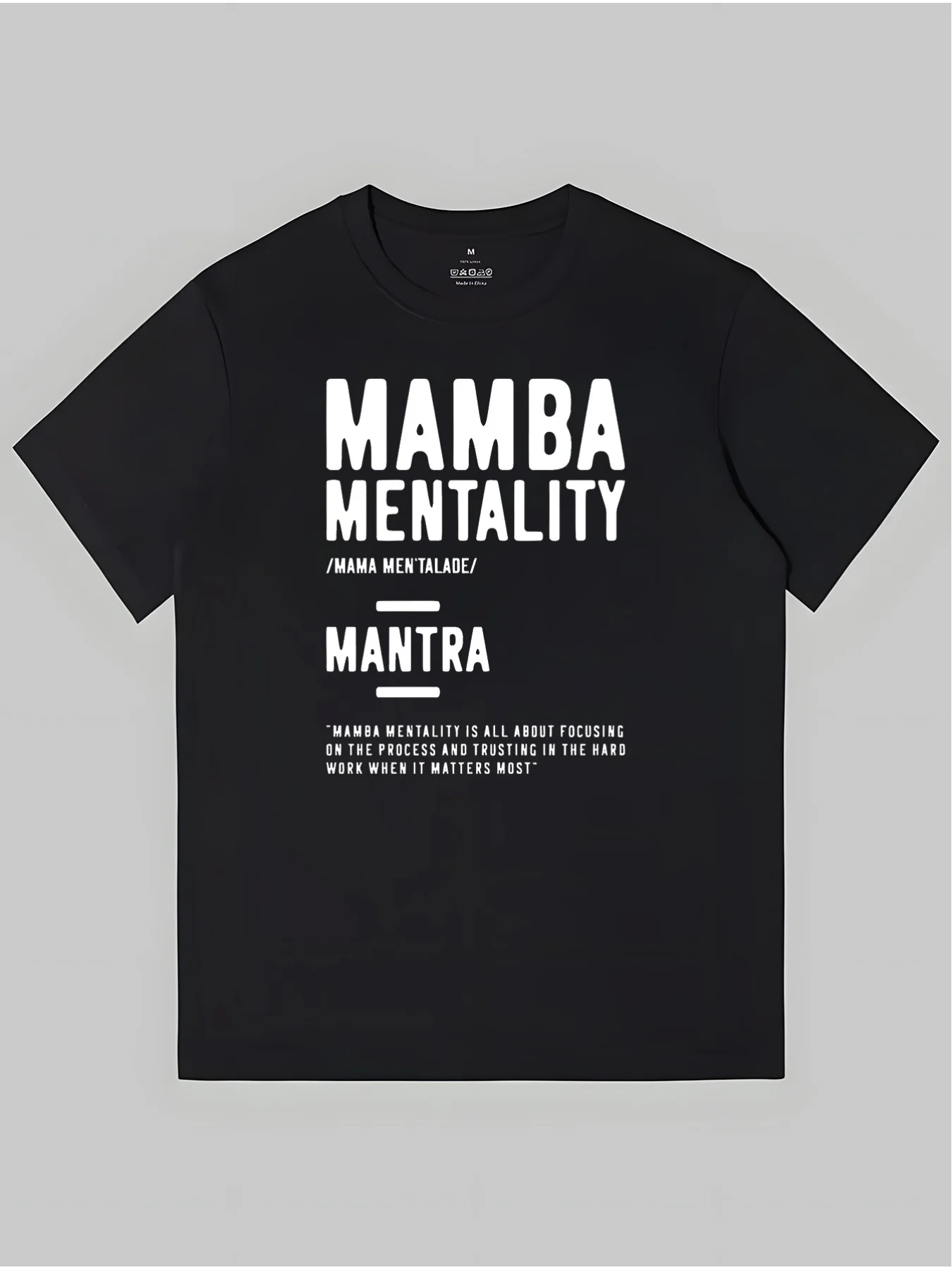 

1pc Mamba Mentality Inspirational Quote T-Shirt, 100% Cotton, Casual Round Neck, Knit Fabric, Unisex Adult Tee, All-Season