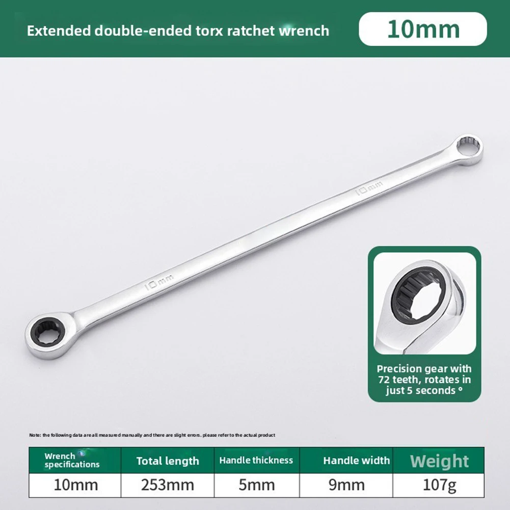 72-Tooth Ratchet Mechanism Wrench with Extended Length Design for Greater Range of Motion in Underhood Repairs
