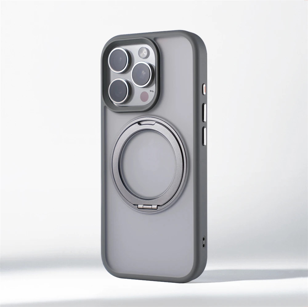 

360 ° Вращающийся металлический кольцевой держатель, магнитный чехол-бампер для iPhone 16, Pro Max 15, 14, 13, противоударный чехол для беспроводной зарядки Magsafe