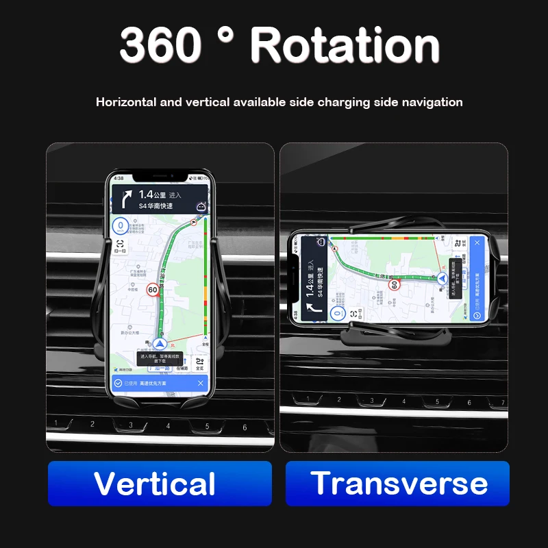 Imagem -02 - Carregador sem Fio do Telefone Móvel do Carro Logotipo Luminoso Saída de ar Suporte do Sensor da Base Fixa Navegação Gps Bateria Interna Audi