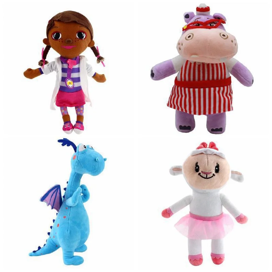 

Free Shipping 32cm 12.6'' Original Doc McStuffins Plush Toys,Dottie girl and Cute Blue Dragon Soft Kids doll for birthday gift