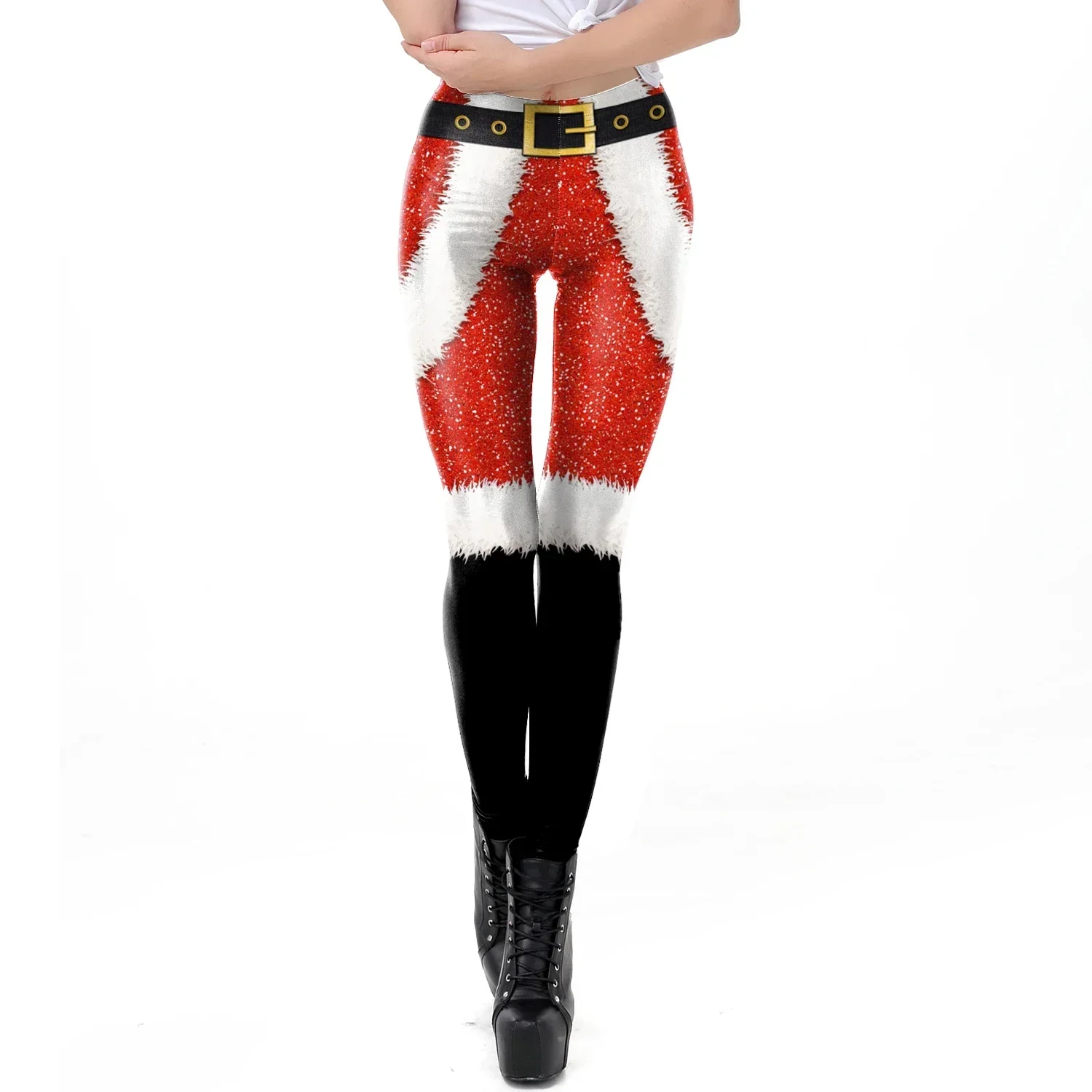 Leggings de Noël taille moyenne pour filles, pantalons rayés sexy, collants élastiques Cosplay FJHoliday Party