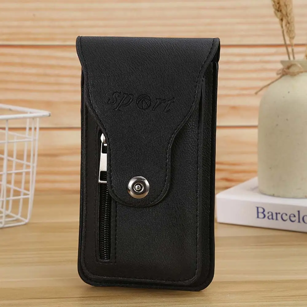 

Leather Hasp Zipper Outdoor Wallet Running Bags Sport Fitness Button Zipper Cell Phone Holder Fanny Pack Waist Bag Waist Pack