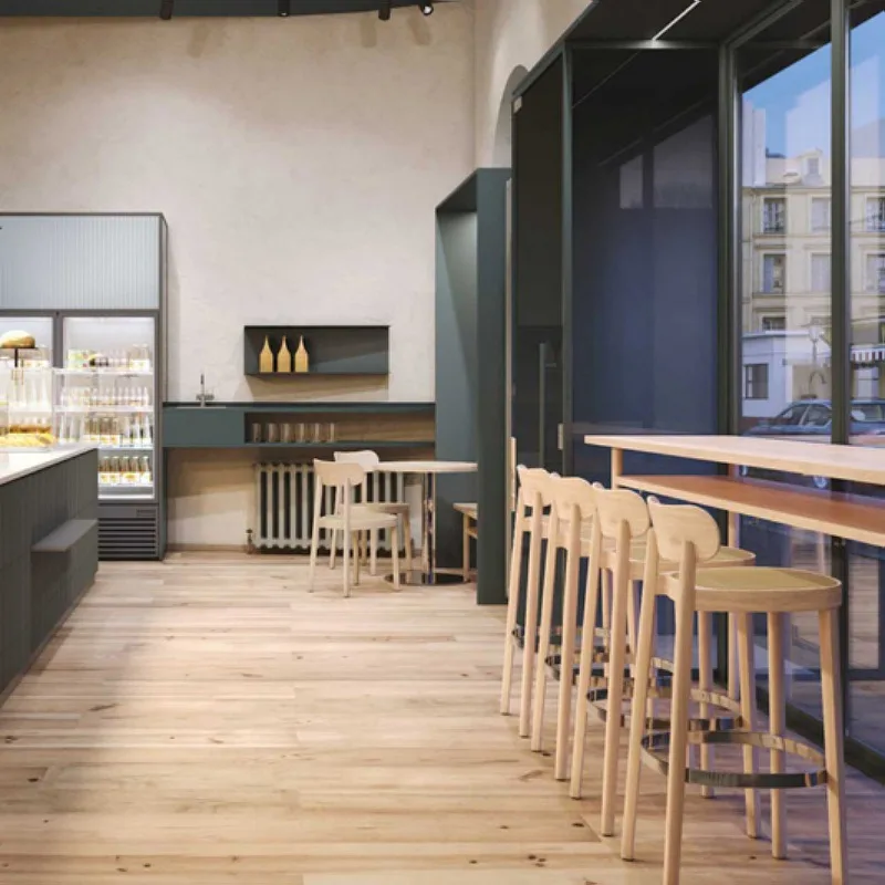 Esszimmerstuhl aus massivem Holz, moderner, einfacher Stuhl mit Rattan-Rückenlehne für den Haushalt