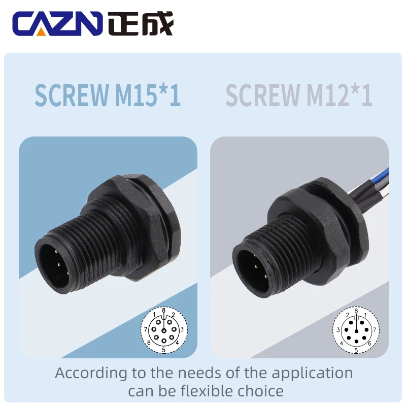 Waterproof M12 Plastic Solder Socket Male Female Panel Mount 2 5 8 12 17 Pin with 30cm Wire IP67 for Automation & Sensor Systems