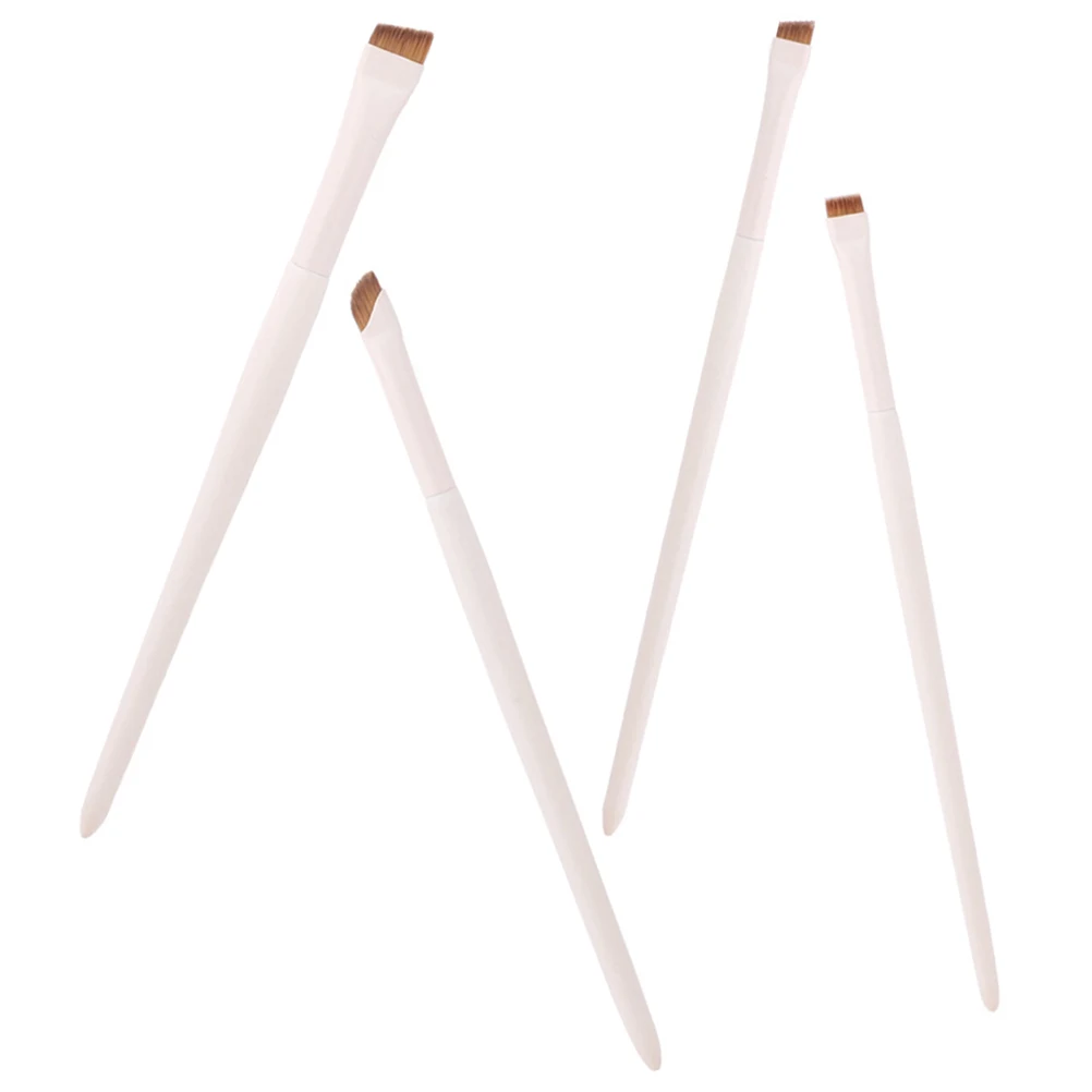 

4 Pcs Eyeliner Brushes Set Wooden H Flat Tip Ultra Fine Makeup Tools Travel Size Cosmetics Brush Eyebrow Professional Beauty