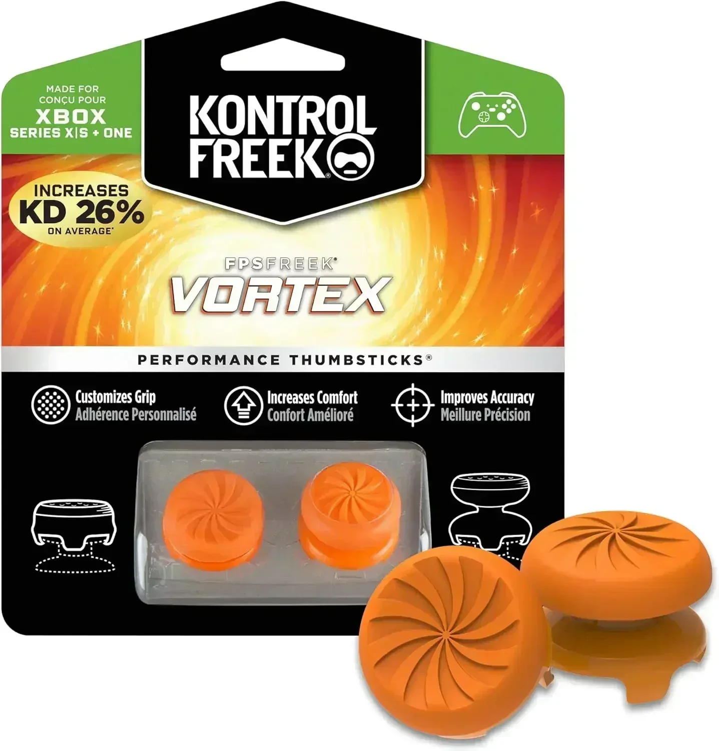 KontrolFreek Freek Vortex for Xbox One and Xbox Series X Controller Performance Thumbsticks 1 High RiseConvex,1 MidRis Concave