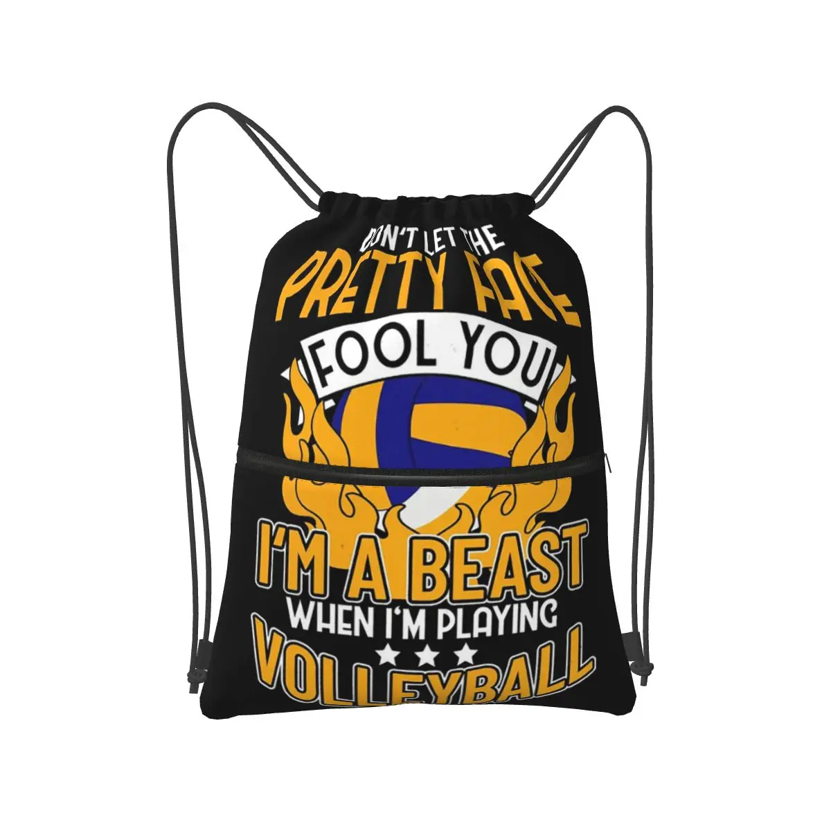 

I'm A Beast When I'm Playing Volleyball Backpacks Fashion Drawstring Bags Sports Bag Book Bags for Travel Students