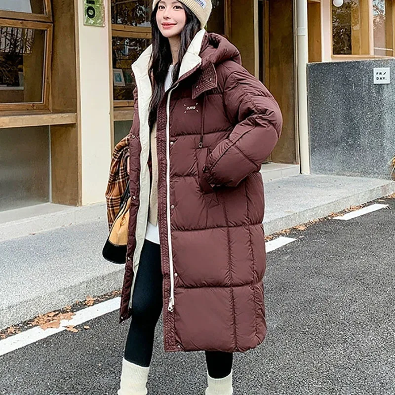 

New Winter Jacket Coat Parka Female Cotton-Padded Jacket Women Long Loose Thick Warm Down Coat Windproof Hooded Snow Outerwear