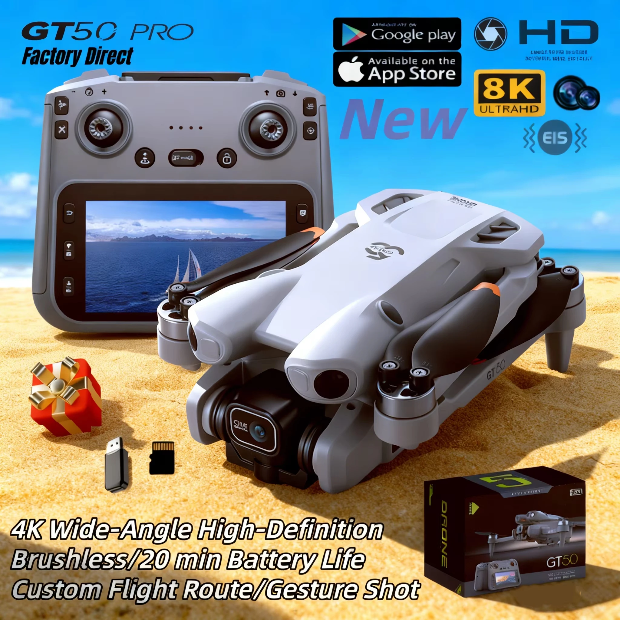 

New GT50 Bumblebee Drone Professional 4.5"Screen Brushles Optical Stream Position Quadcopter with Camera FPV WIFI RC 4axis Toy