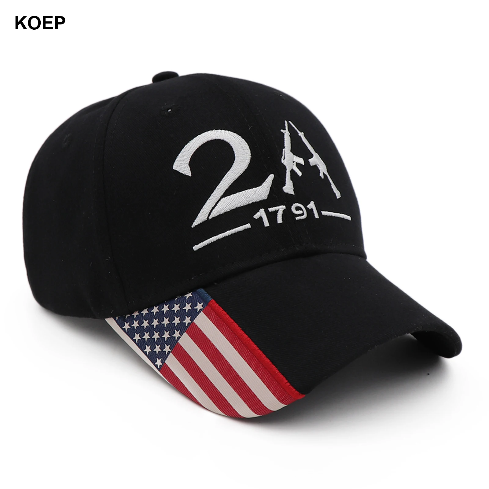 KOEP 2A USA Flag Baseball Caps Fishing Hiking Cap 2D Embroidery Outdoor Sports Snapback Hats