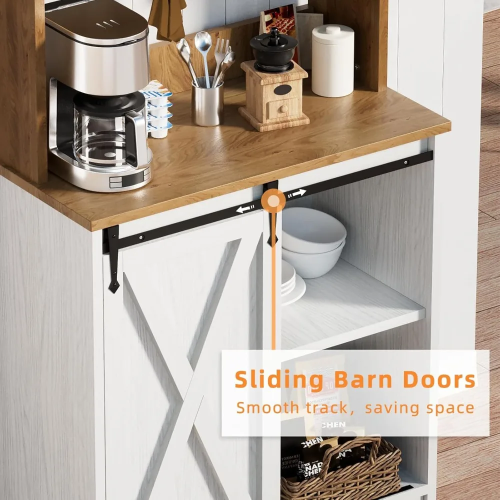 Кофейная станция в фермерском доме с 3-ярусным ящиком для хранения и 6 крючками - 56-дюймовый небольшой журнальный столик с регулируемыми полками для жизни