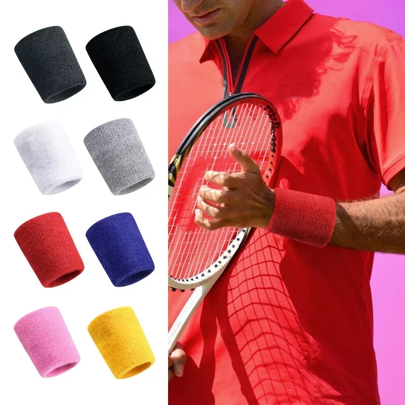 Cotton Sweatband Moisture Wicking Athletic Terry Cloth Wristband for Tennis Basketball Running Gym Working Out