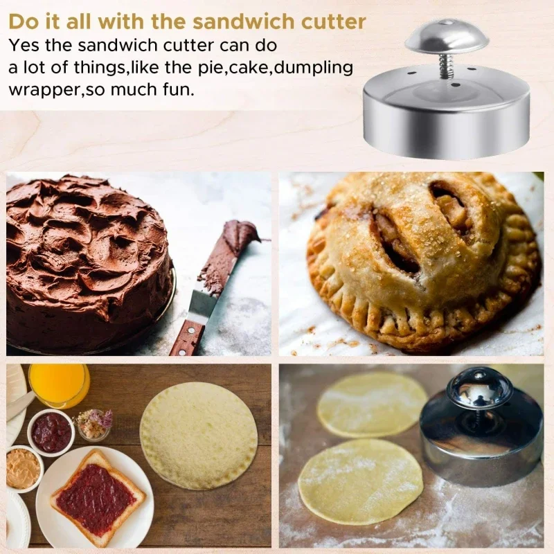 Hamburger Pie Sealer Mold Bread Round Stainless Steel DIY Sandwich Cutter BakingStainless Steel Sandwich Cutting Sealing Mould images - 6