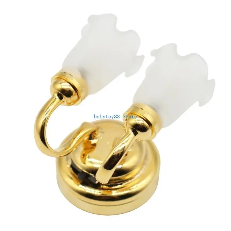 

Y4UD 1/12 Scale Dollhouses Miniature Wall Sconce LED Wall Lamp with Double Head for Dollhouses Ambiances Display Accessories