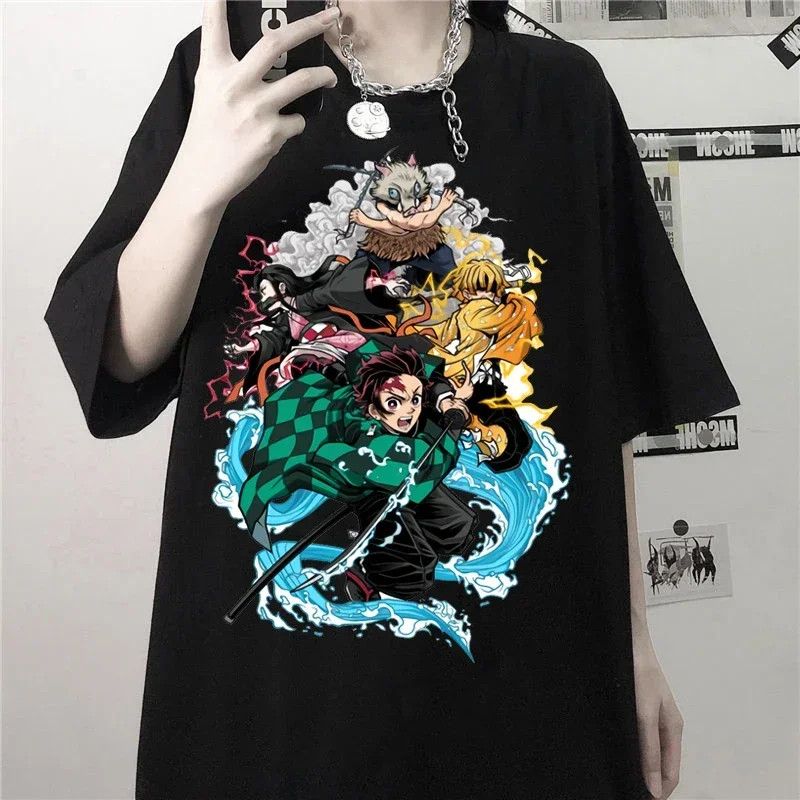 Kawaii Women T-shirts Anime Demon Slayer Short Sleeve T Shirt Women's Kimetsu No Yaiba Graphic Unisex y2k Tops Clothes