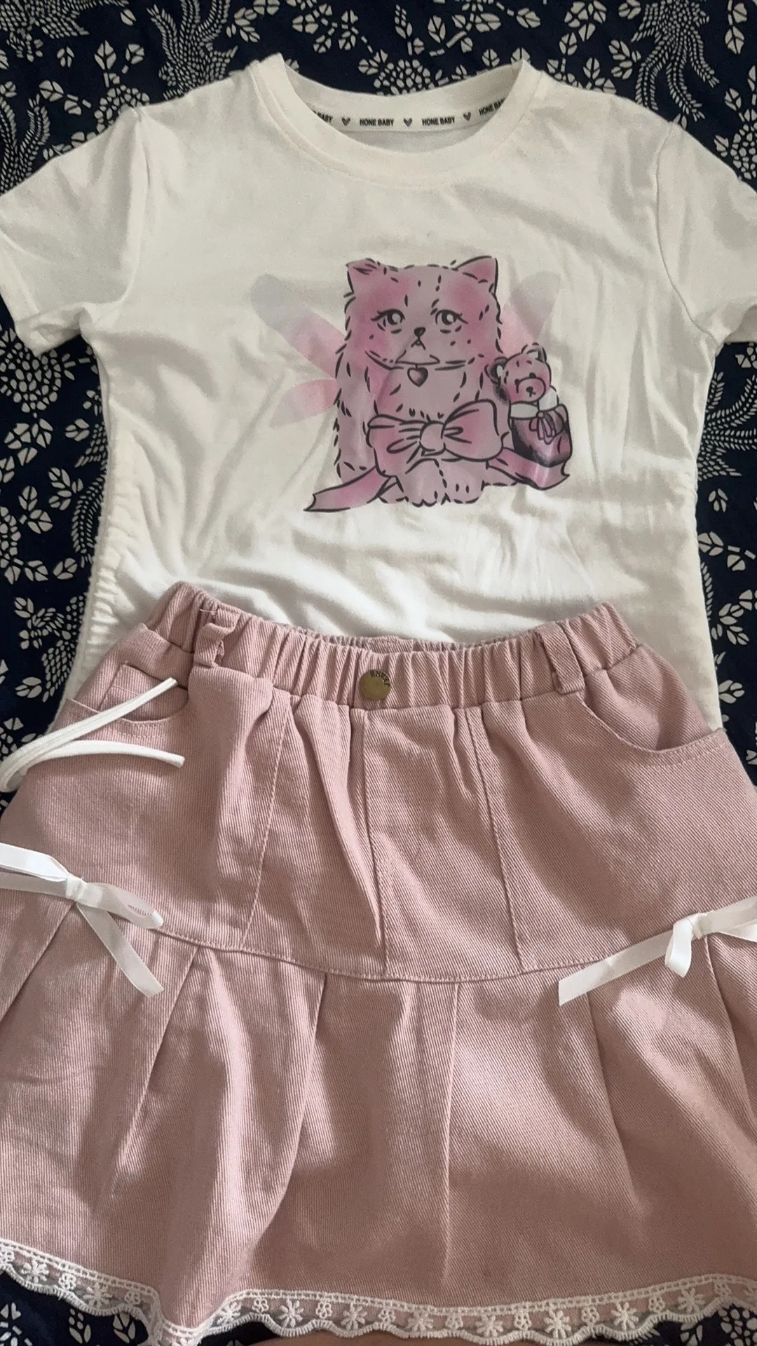 New Baby Girls  Summer Fashion  Sets  Cartoon T-shirt +  Pink  Jean Skirts    Princess Sweet Suits   2- 10 T