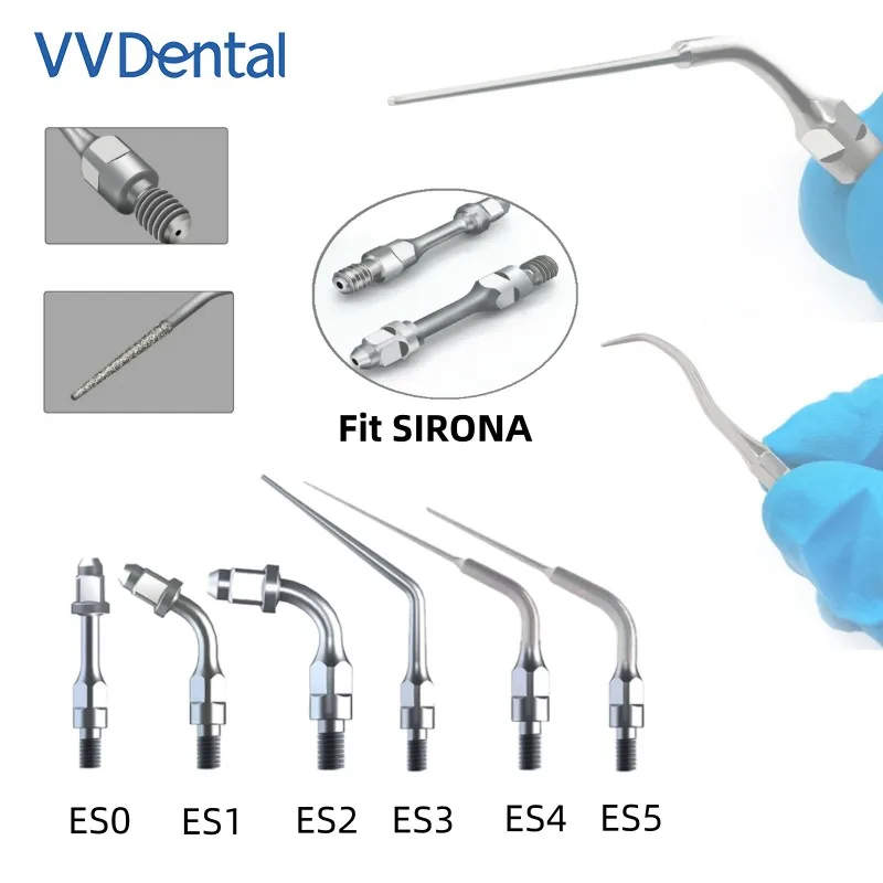 

VV Dental Endodontic Ultrasonic Scaler Tips ES0 ES1 ES2 ES3 ES4 ES5 Stainless Steel Tips Fit SIRONA Ultrasonic Scaler Handpieces