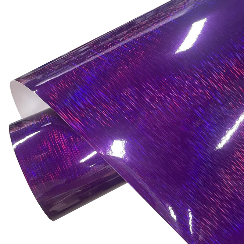 

Premium Sparkle Gloss Purple Brushed Holographic Vinyl Wrap Film Self Adhesive Decal Sticker Automotive Car Wrapping Foil