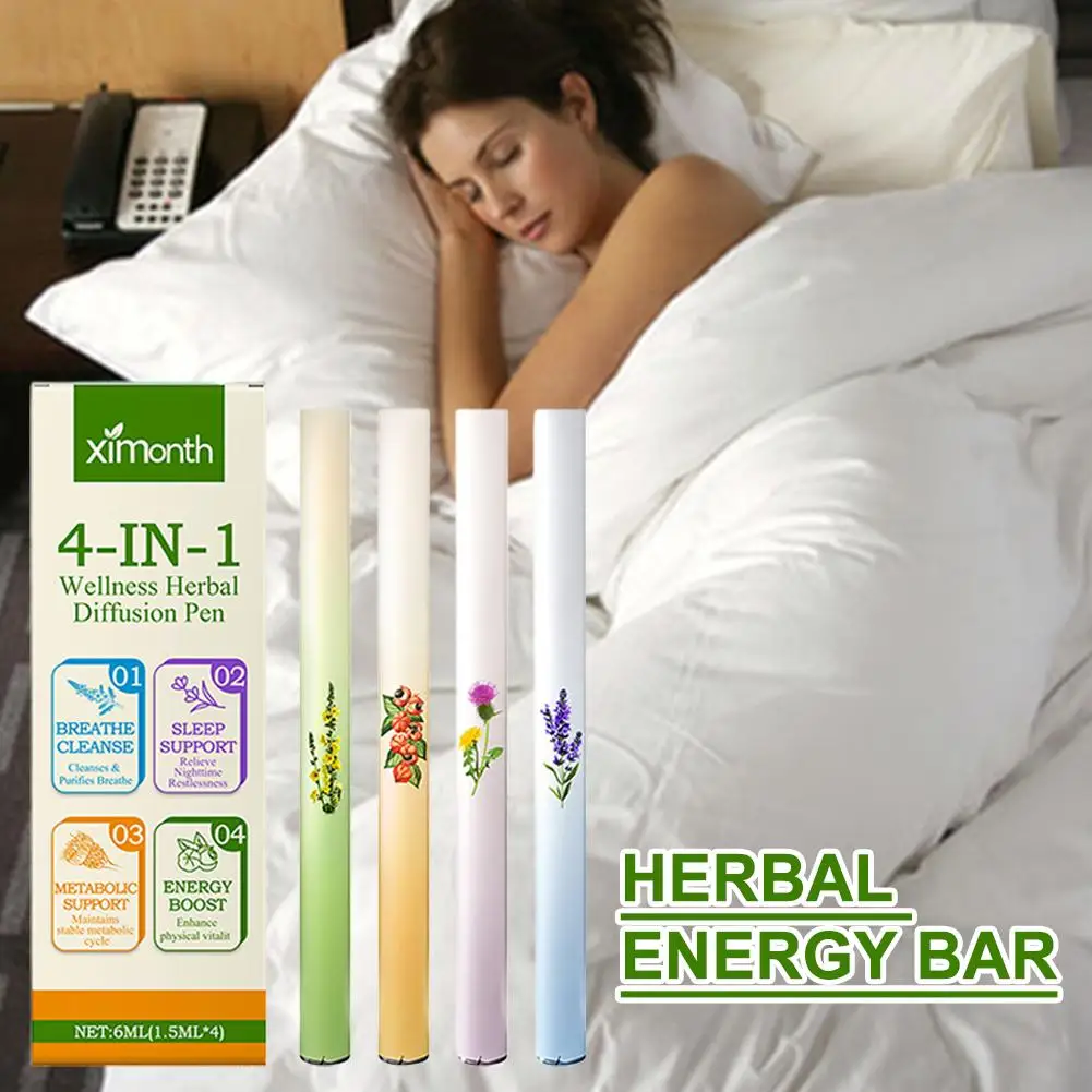 4 In 1 Air Freshening Pen: Relaxing The Senses Clear Lung-Cleansing Aromatherapy Refreshing Breathing Invigorating Pen Diff Q2R2
