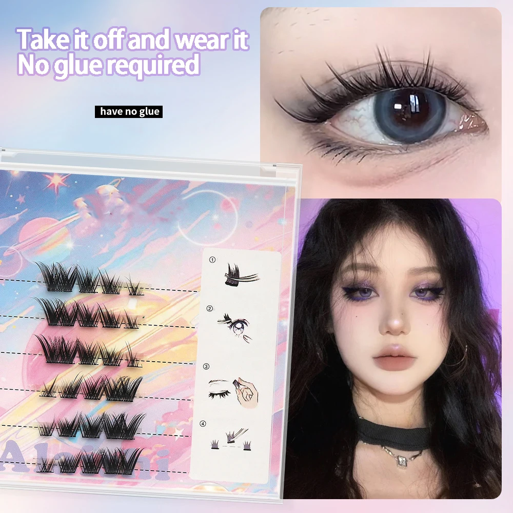 Faux Cils Lashes Cluster DIY Kit d'extension de cils individuels Cils analysis de chat Cils en grappe naturels Cils C Curl